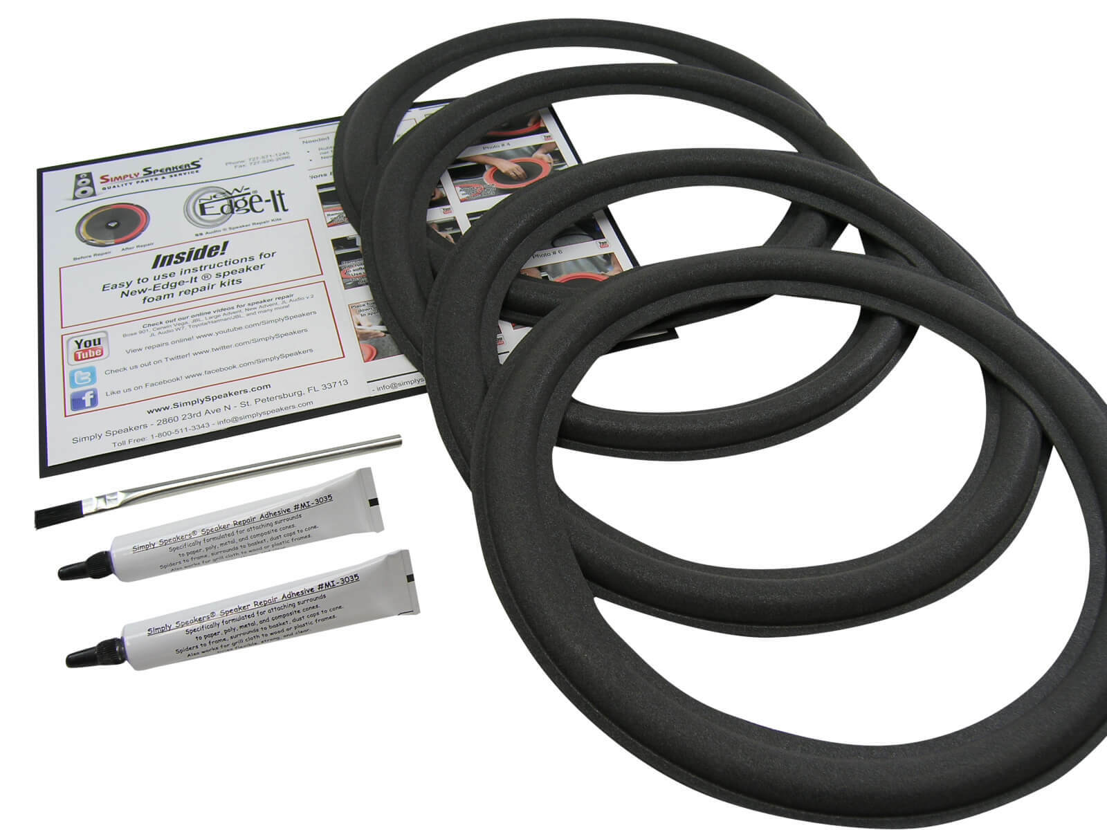 12" Foam Speaker Repair Kit, OD: 11.125", Cone: 9.25", FSK-12AK (4 PACK)