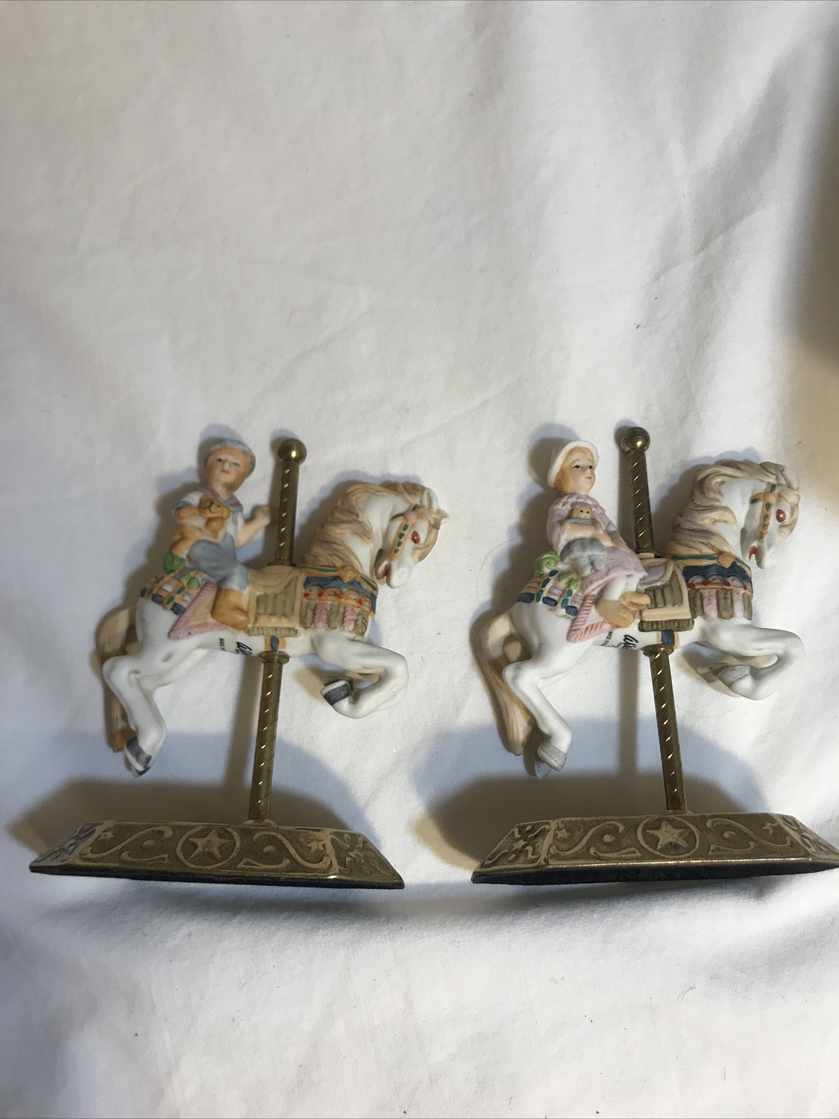 Vintage Willetts Solid Brass Carousel with Victorian children set