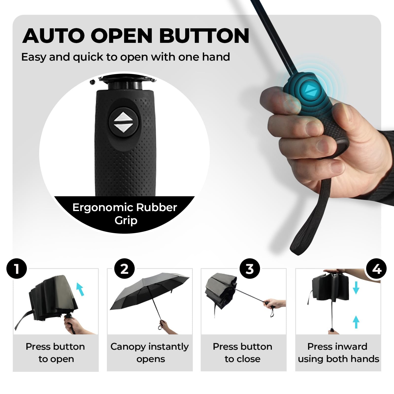 Compact Travel Umbrella Automatic Open Close Windproof UPF 50 Sun Rain