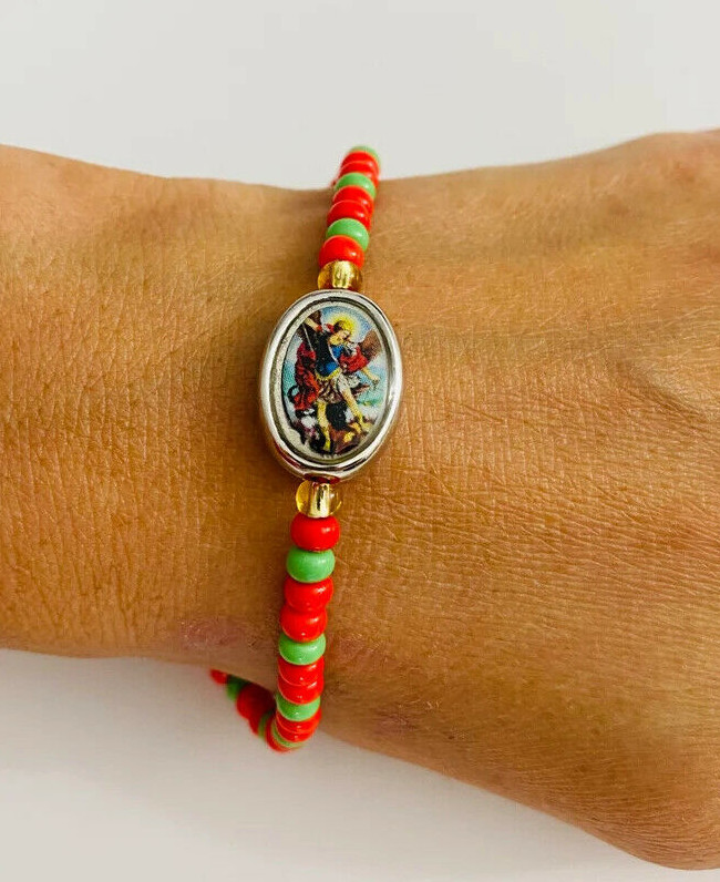 Saint Michael Protection Bracelet 7.25”  Pulsera de San Miguel  - B144