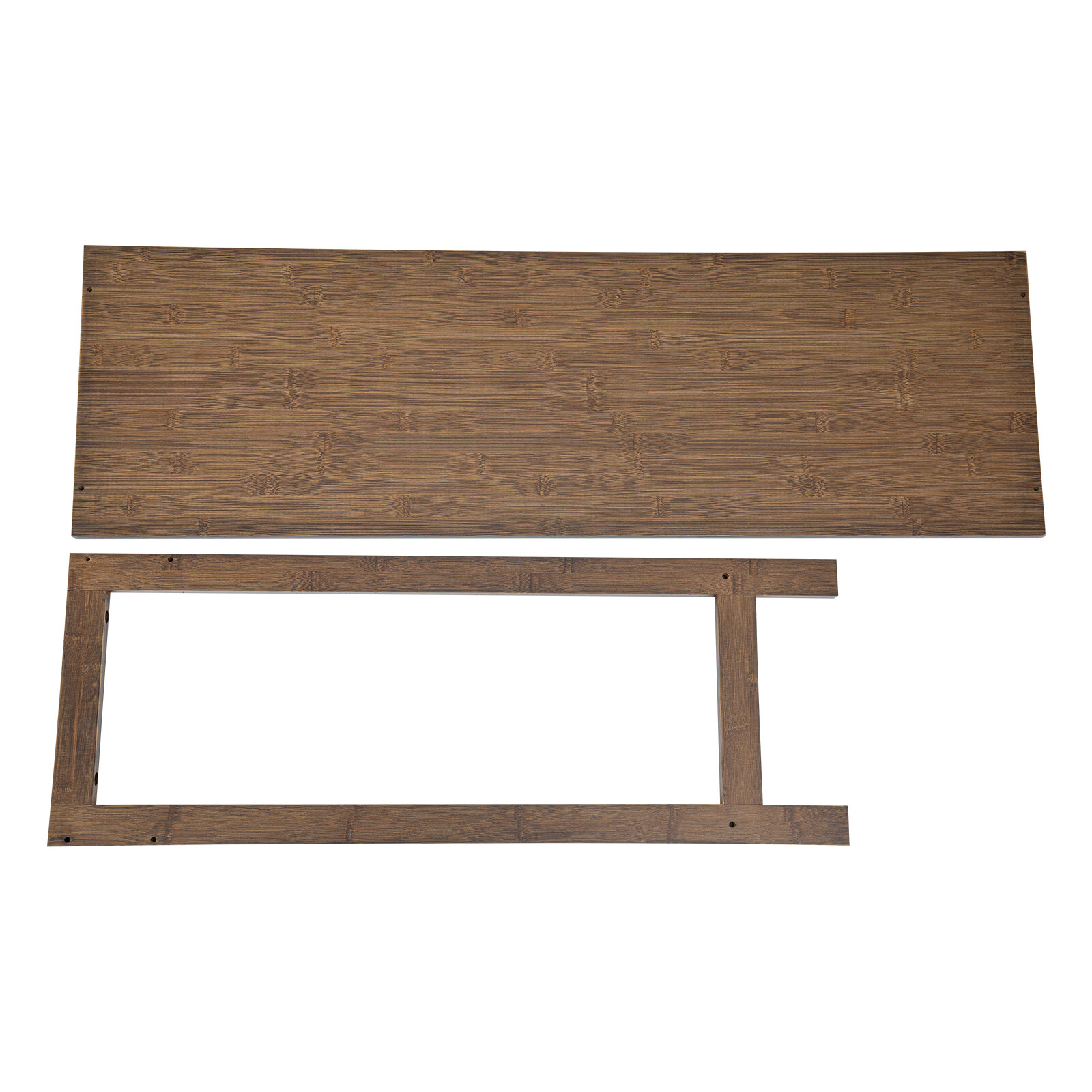 2 Tiers Walnut Sofa Table Bamboo Entryway Table Table With Storage Shelves