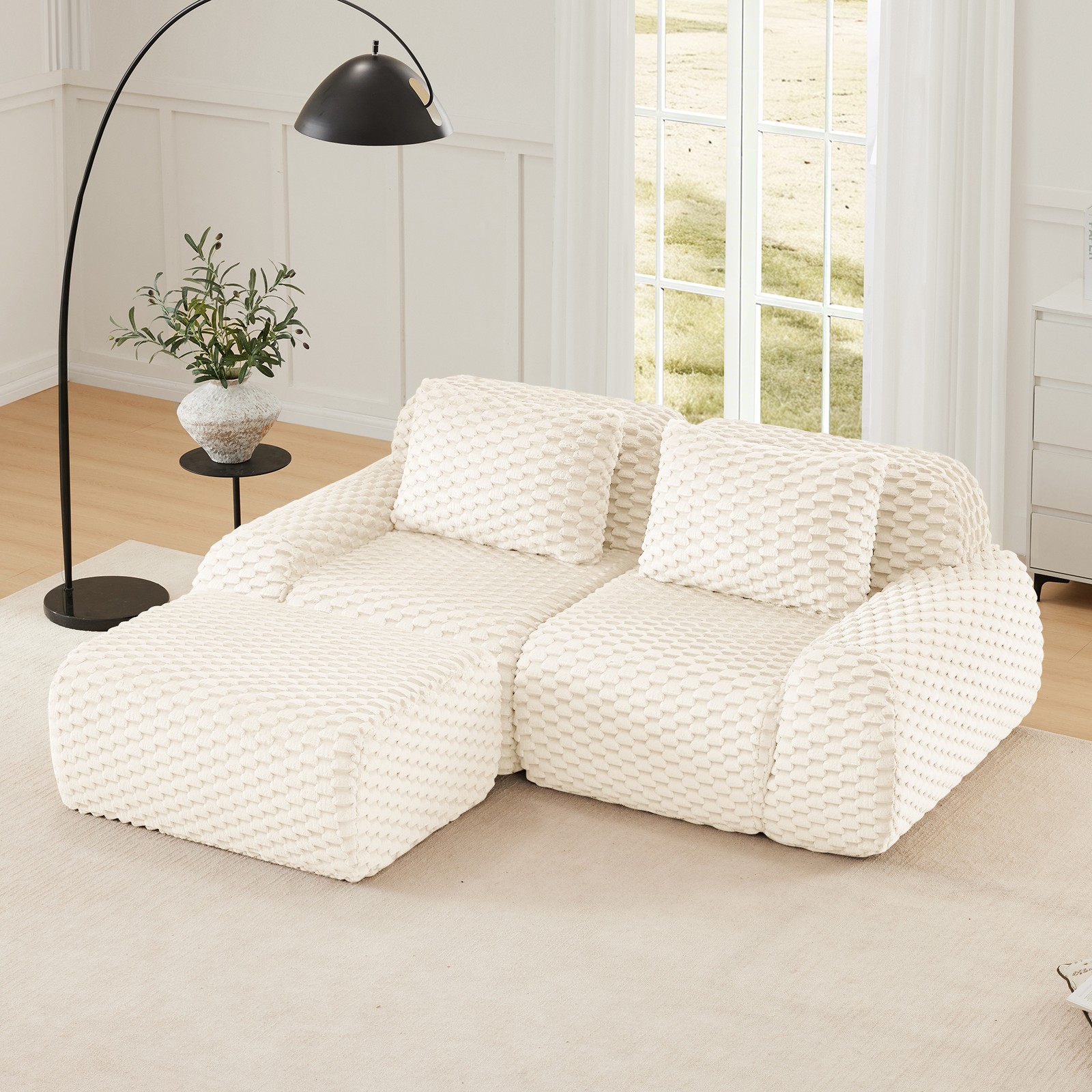 82" Modern L-Shaped Modular Sectional Sofa for Living Room,Flannelette Fabric,Ov