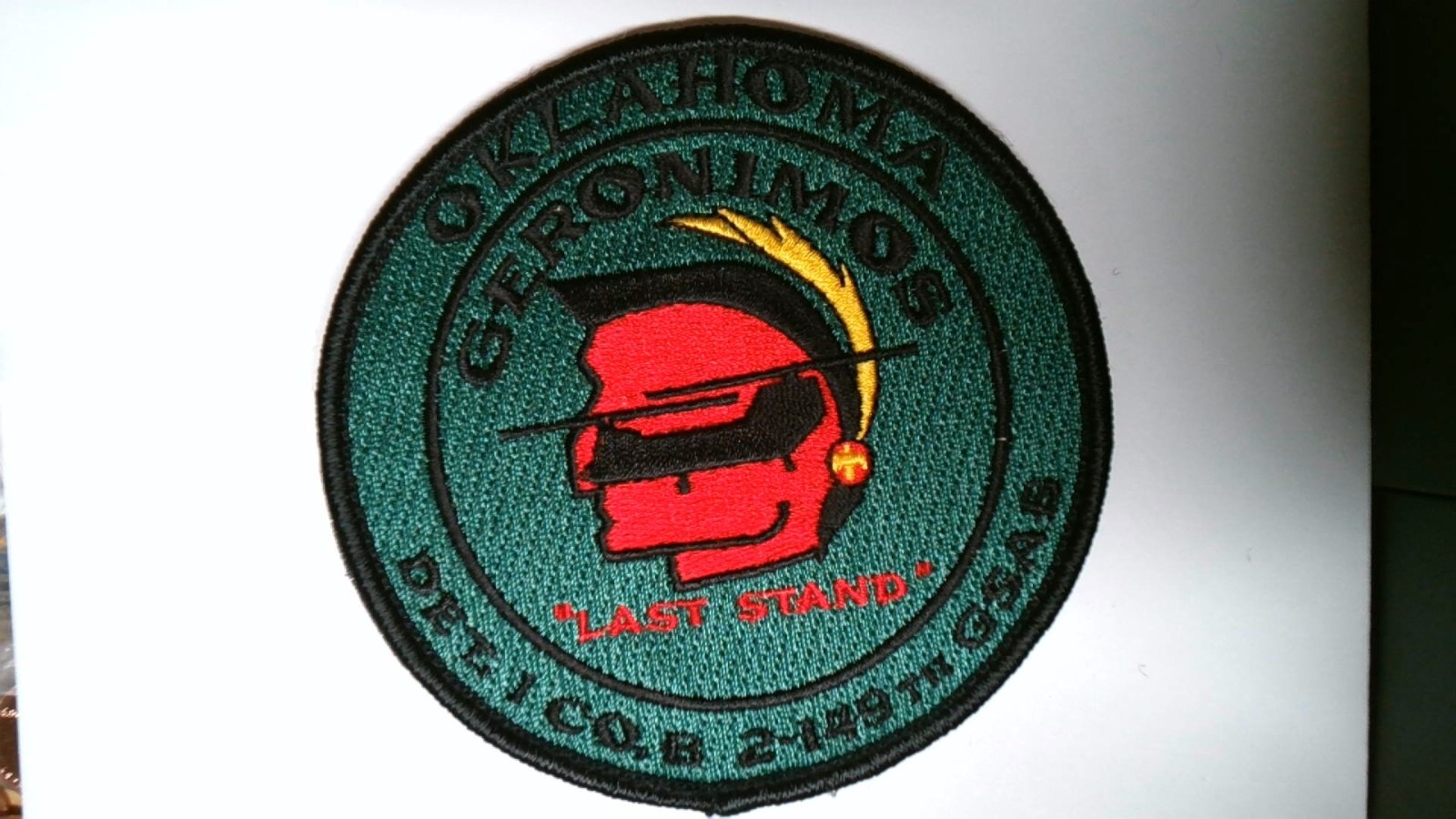 MILITARY PATCH HOOK & LOOP DET 1 CO B 2-149TH GSAB OKLAHOMA GERONIMOS LAST STAND