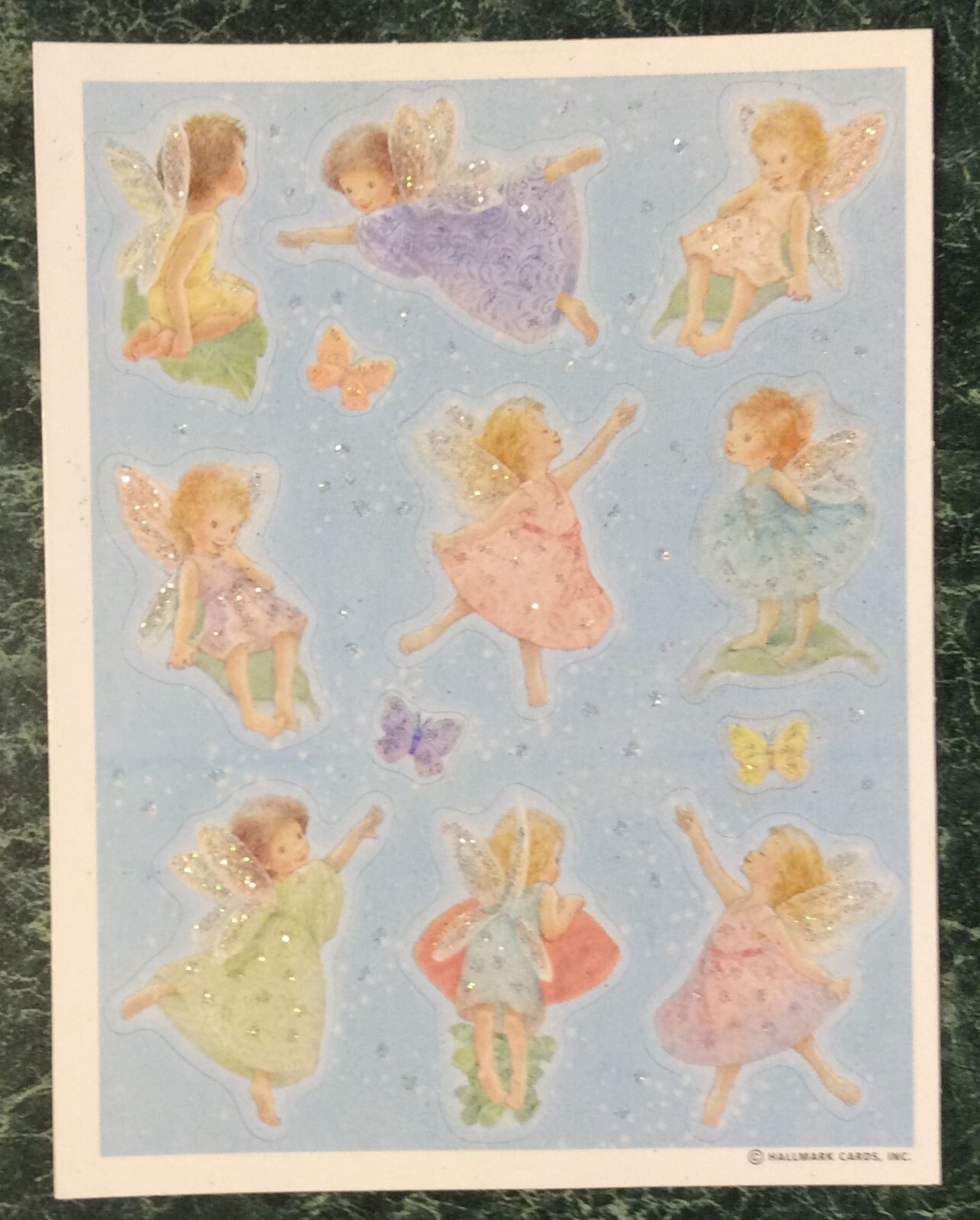 Vintage Hallmark Sticker Sheet/Glitter Fairy Enchantment Mythical Fantasy Rare