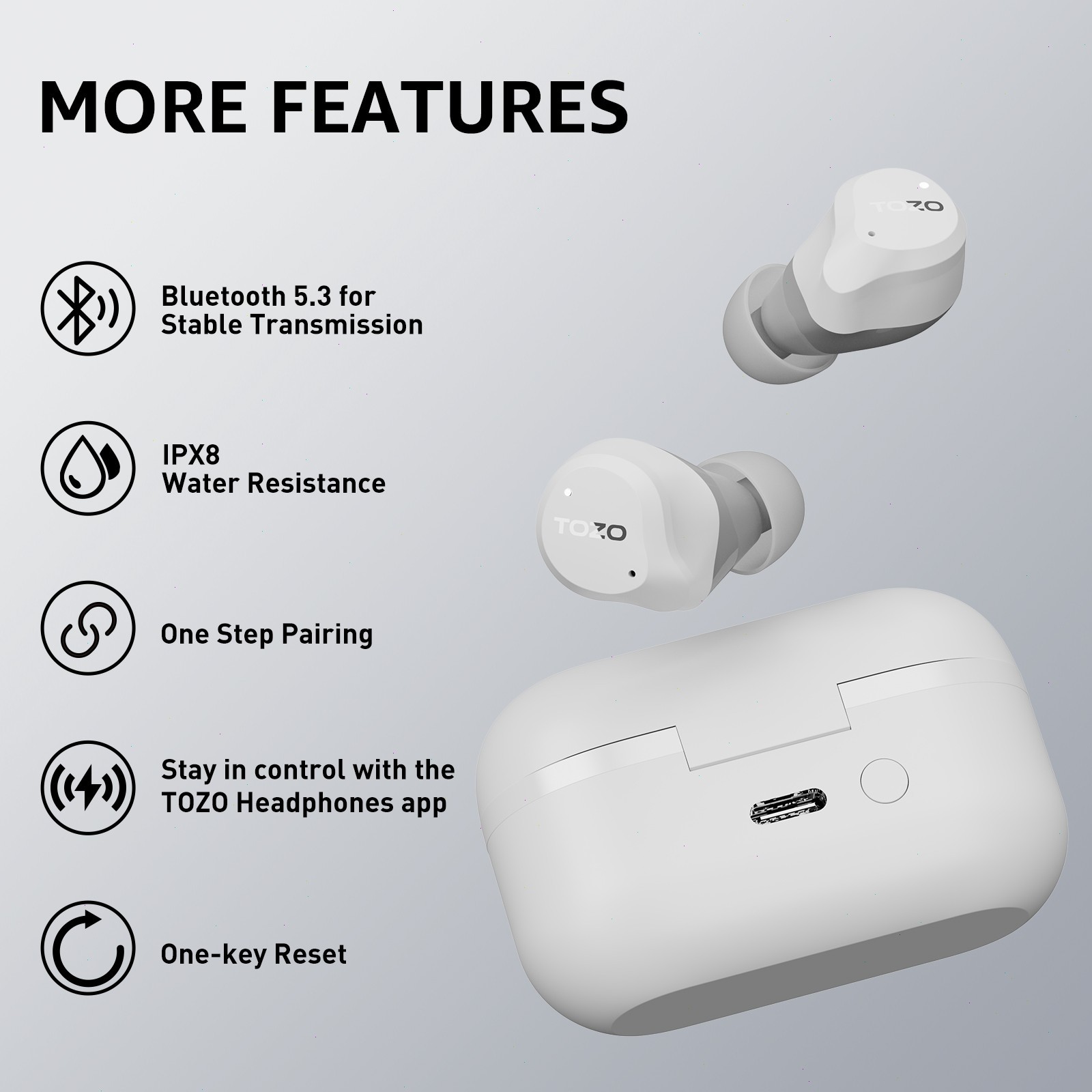 TOZO NC9 Active Noise Canceling Wireless Earbuds Waterproof Bluetooth Headset