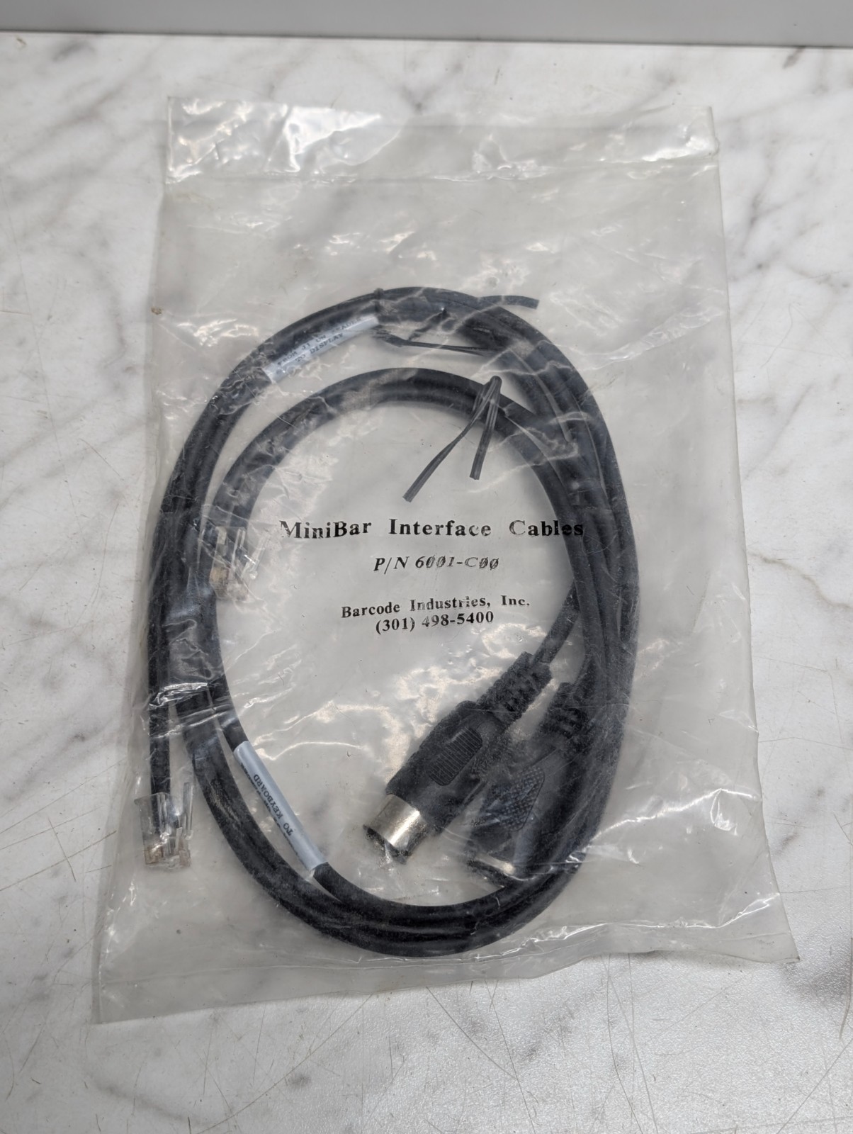 UBI Barcode Industries MiniBar Interface Cable P/N 6001-C00 New Old Stock