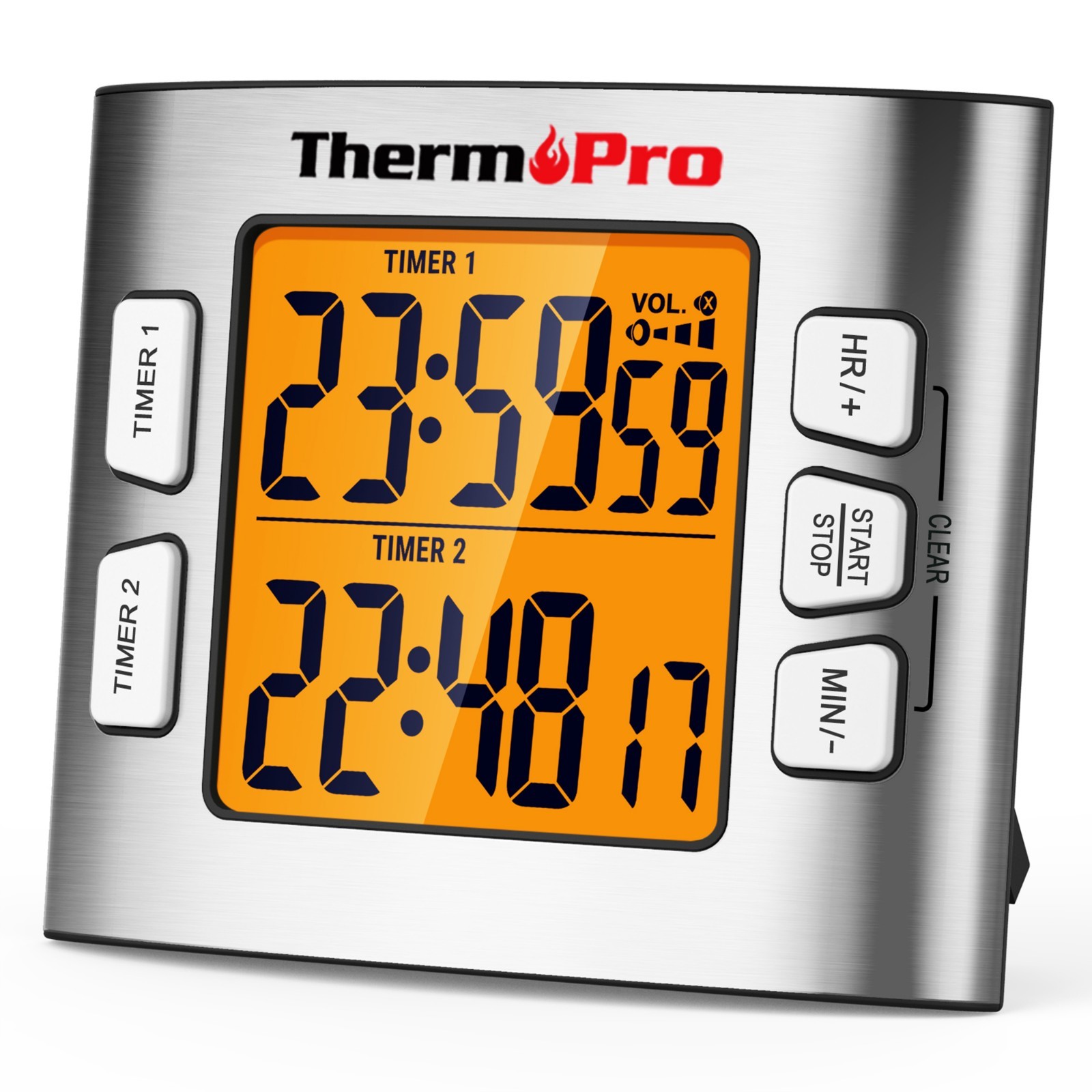 TempPro TM02 Digital LCD Kitchen Timer Dual Countdown Cooking Timer Loud Alarm