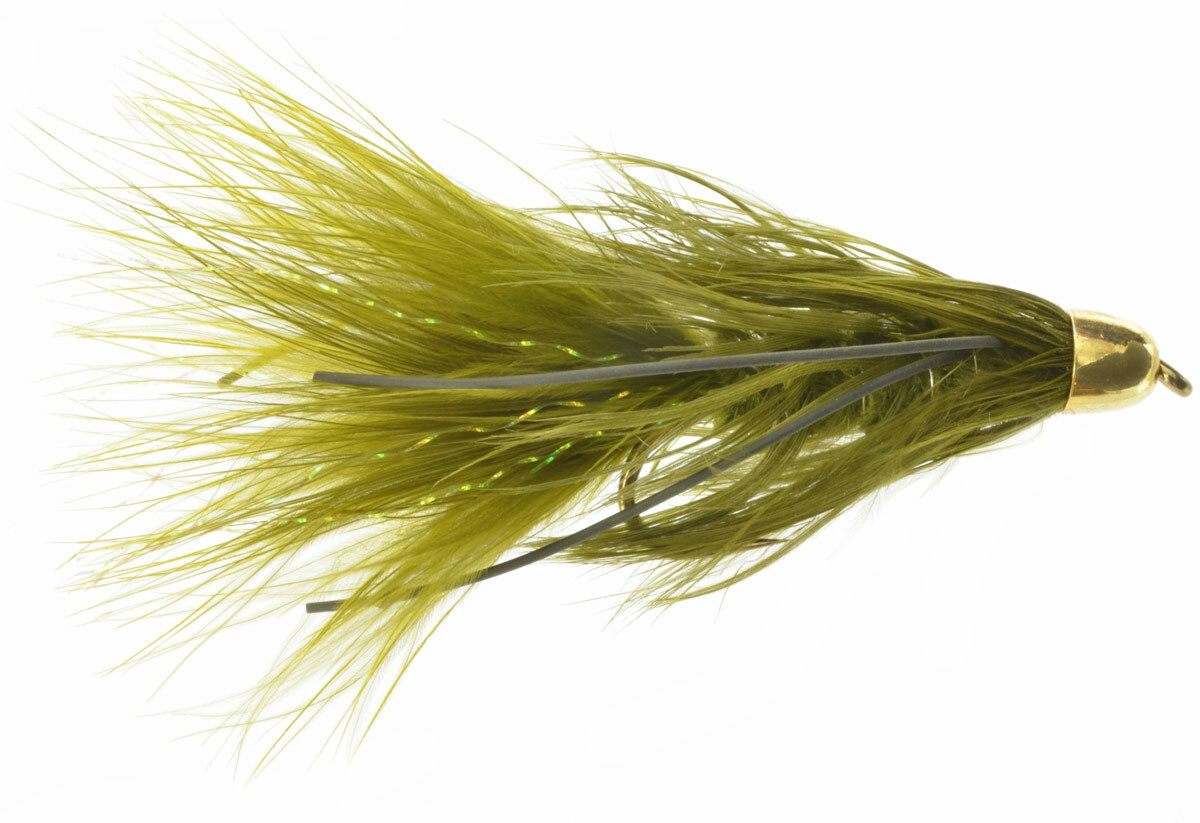 Fly Fishing Flies (Bass, Trout, Salmon) Conehead Rubber Leg Bugger Olive (x 6)