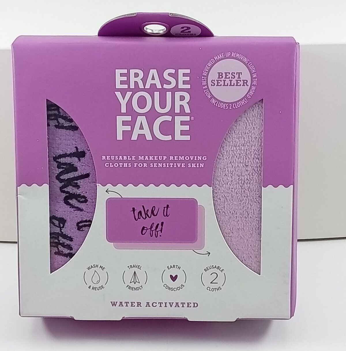 ERASE YOUR FACE Reusable Makeup Removing Cloths For Sensitive Skin 2PACK X 2=4