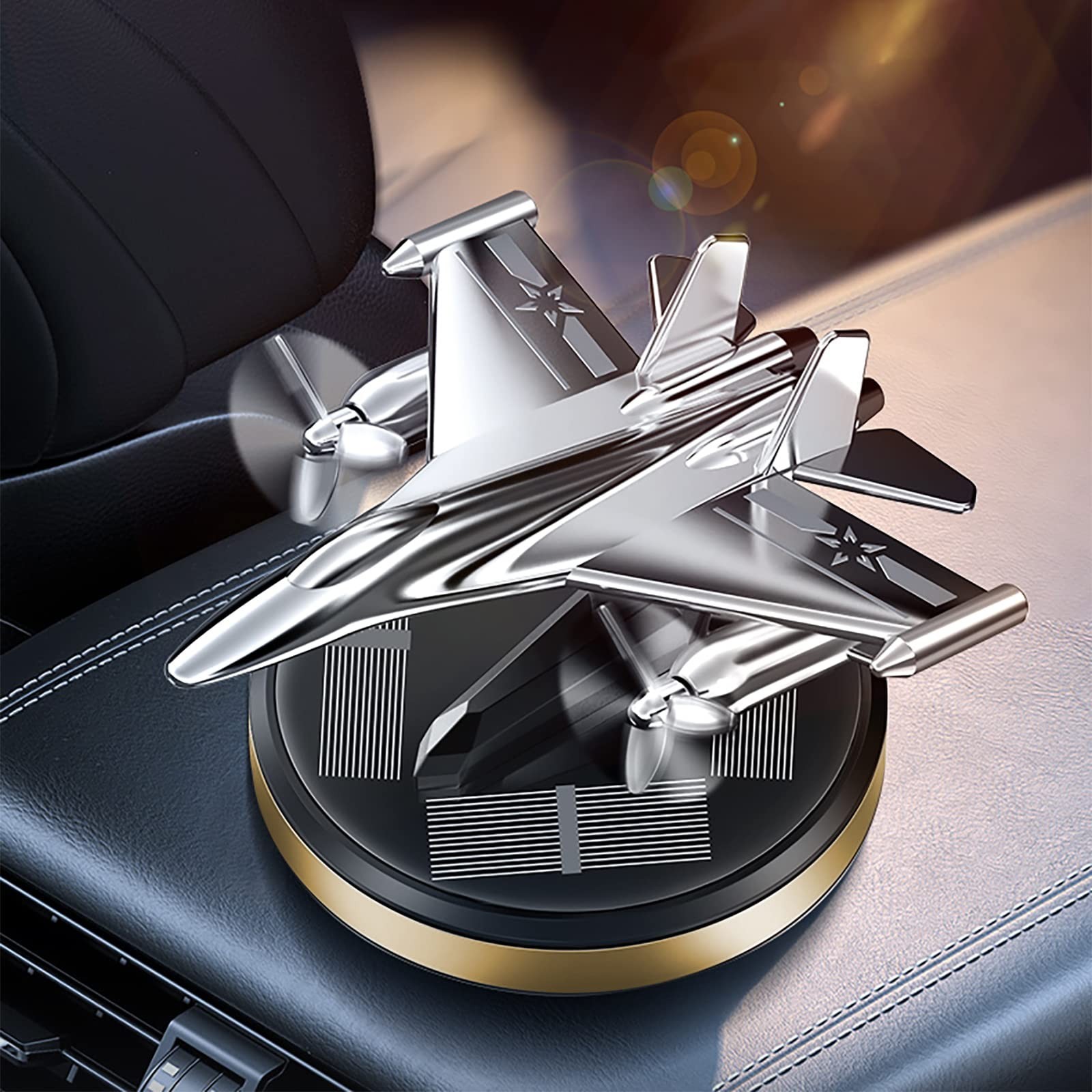 Warplane Car Air Freshener Rotating Solar Car Freshener Airplane Car Perfume