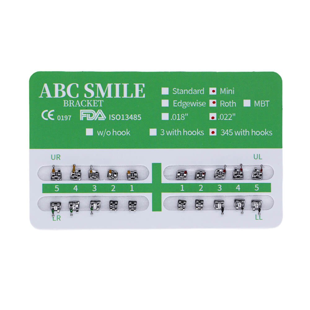 10 Kits Dental Monoblock Metal Brackets - Roth .022 with 345 Hooks (20 Pcs/Kit)