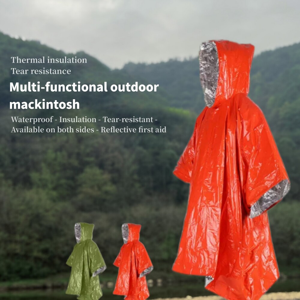 Poncho Mens Waterproof Rain Coat Travel Hoodie Hiking Gear Survival Backpacking