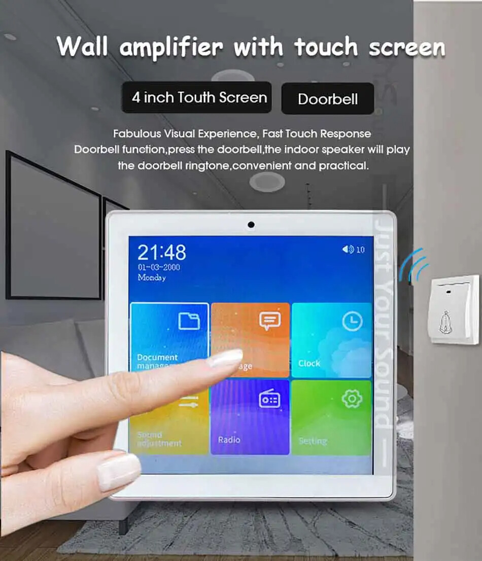 Bluetooth Wall Amplifier Music Panel Home Theater Sound System +Ceiling Speakers