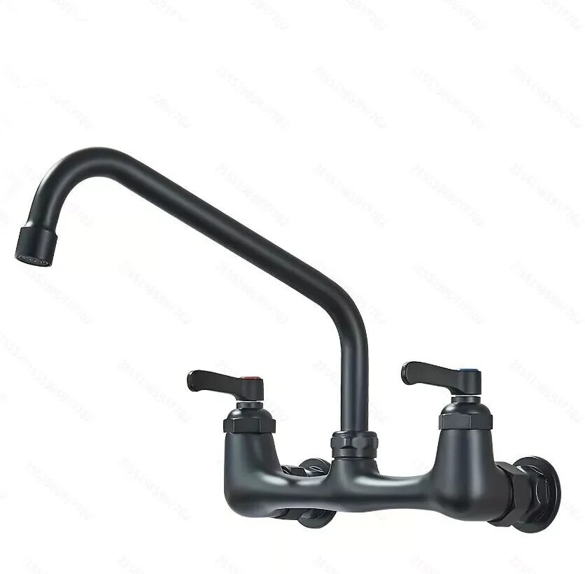 Commercial Kitchen Faucet 8 Inch Center Wall Mount Swivel 10'' Spout Mixer Tap