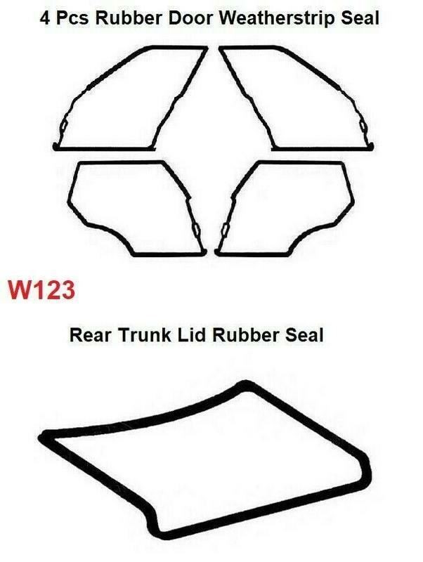 Door + Trunk Rubber Weatherstrip Seal Set For Mercedes Benz W123, 5 Pieces