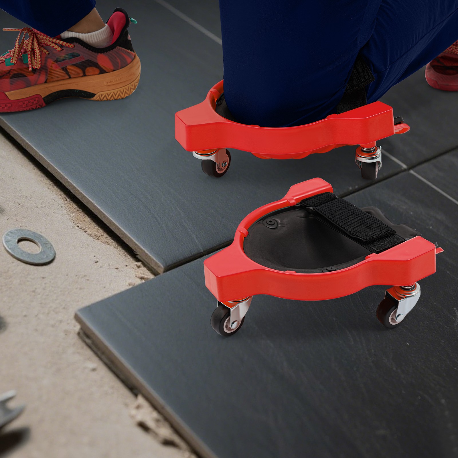 Knee Pads With 3 Wheels Rolling Wheeled Pads Work Construction Easy Flooring