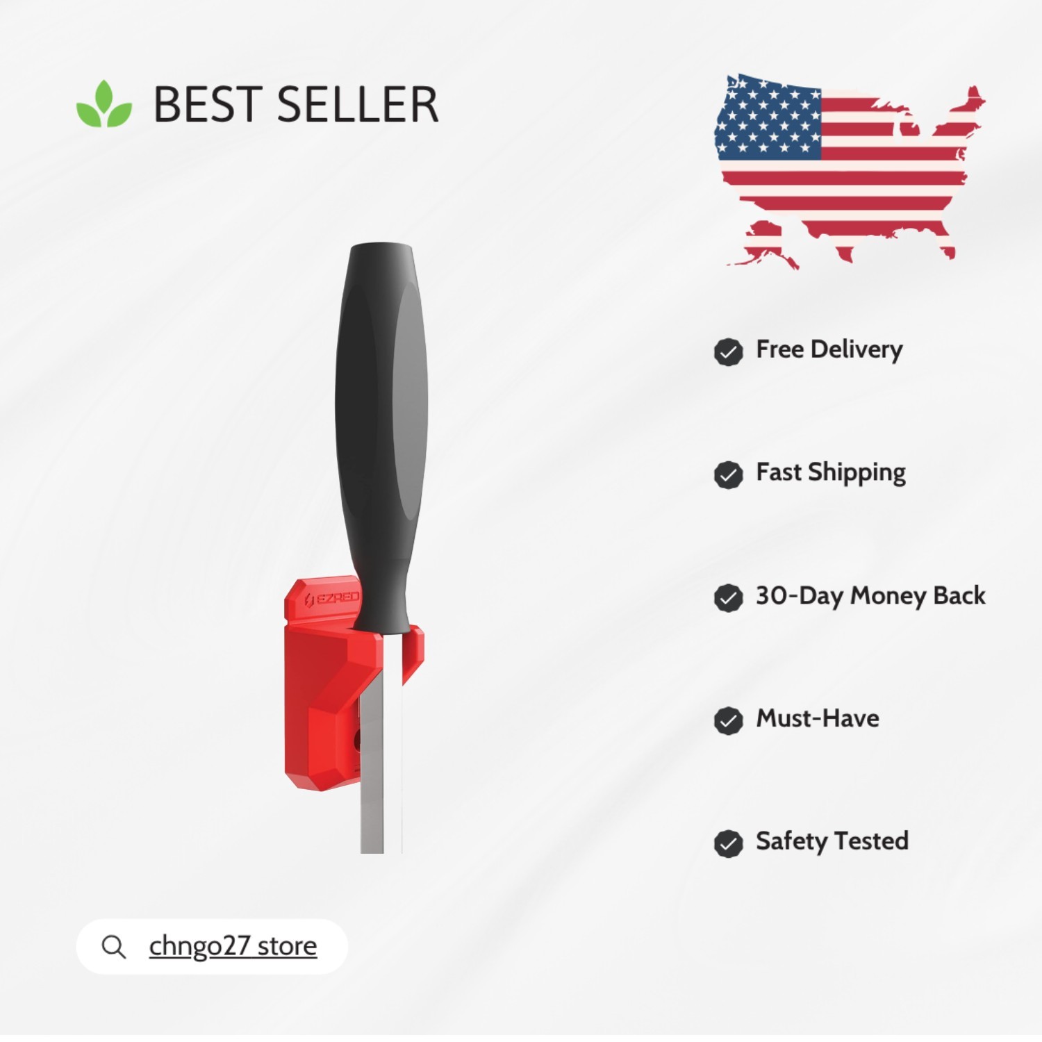 Lightweight Magnetic Pry Bar Holder - Easy Attach Non-Marring TPEE Design