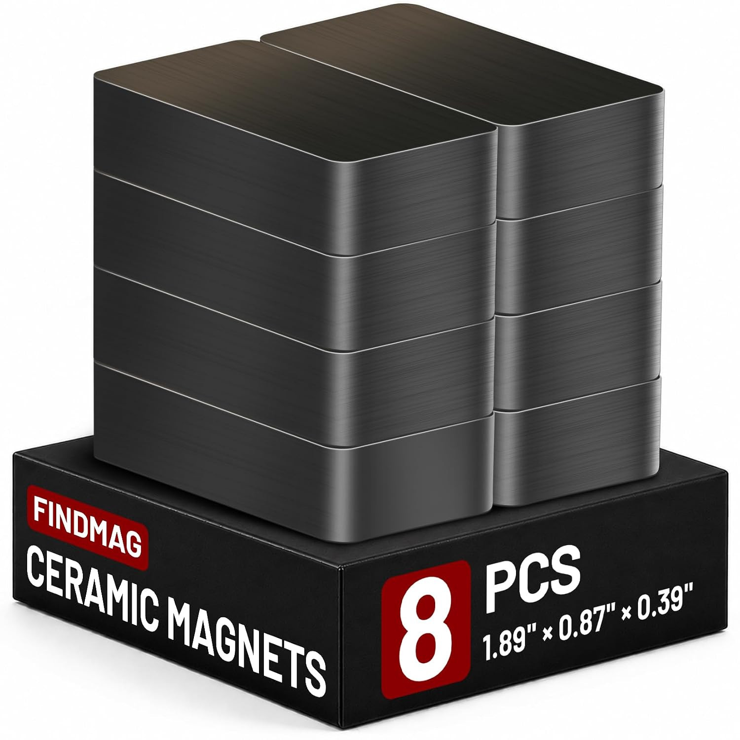 8 Pack Ceramic Magnets, Large Ferrite Magnets for Workshop | Rectangle Magnet, I