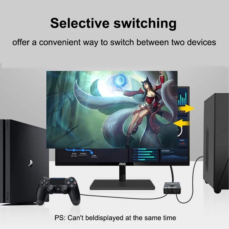 Bi-Direction HDMI Switch Switcher Splitter Cable 4K 2.0 HUB HDCP 2x1 1x2 In Out