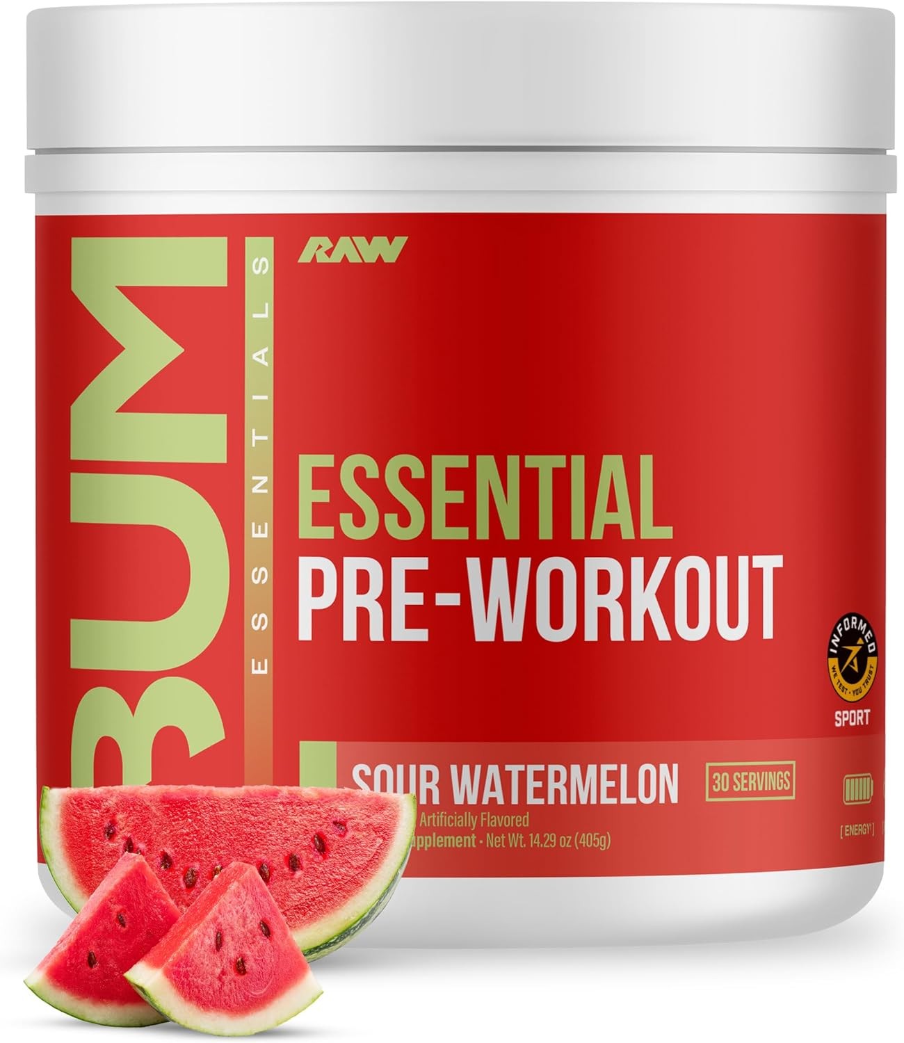 RAW Essential Pre-Workout Powder (Sour Watermelon) - Chris Bumstead Sports Nutri