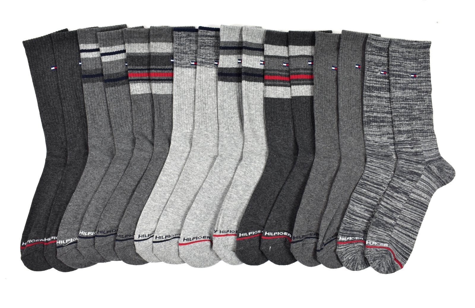 Tommy Hilfiger Men's Cushion Crew Socks 8 Pairs, Fit Men's Shoe Size 7-12