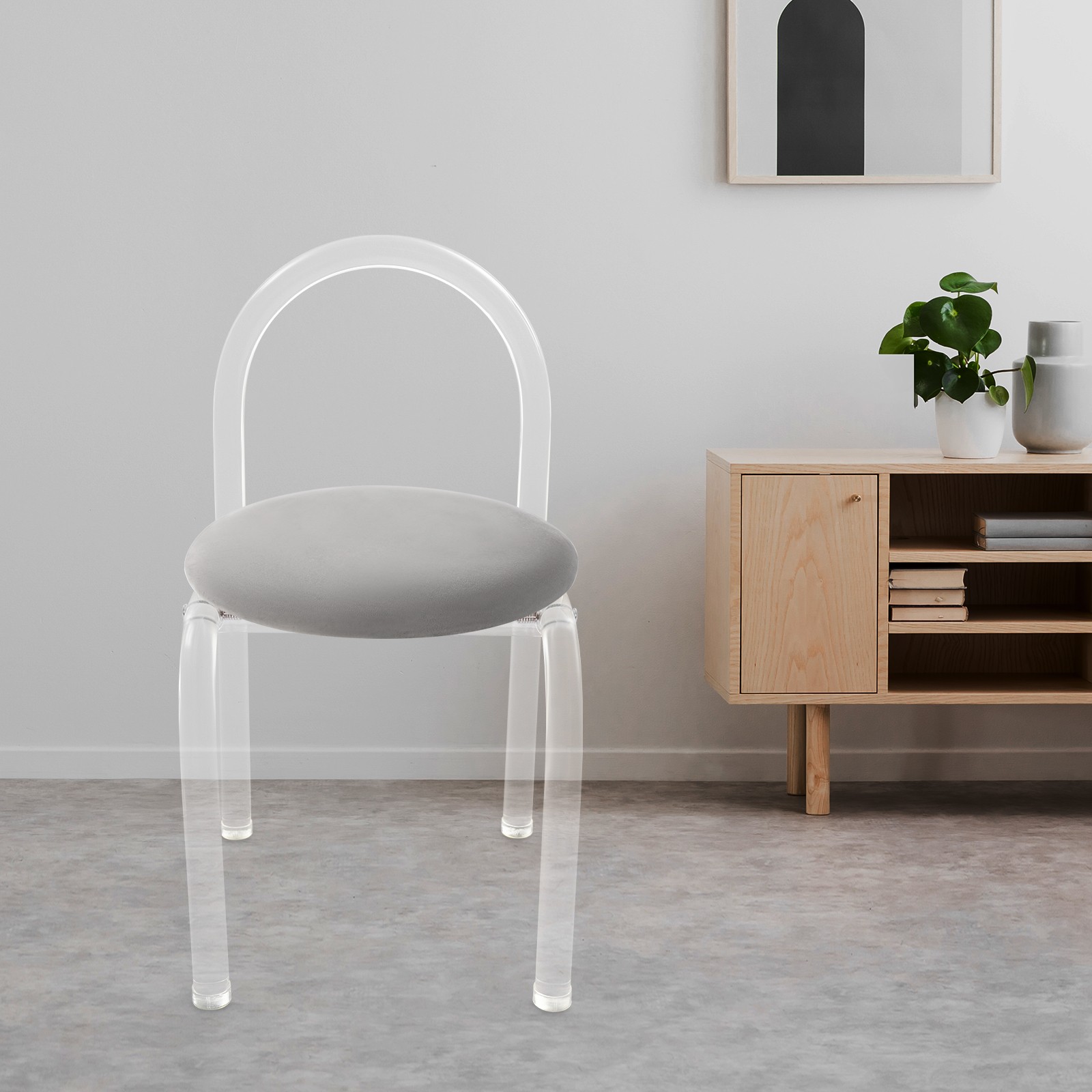 40*40*72cm Modern Minimalist Acrylic Clear Chair, 165.35 lbs Makeup Chair