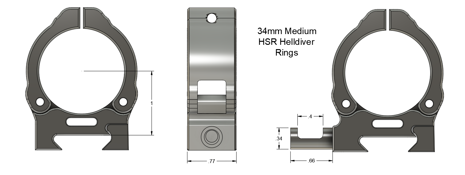 34mm Medium Scope Rings with Inetgrated Level!