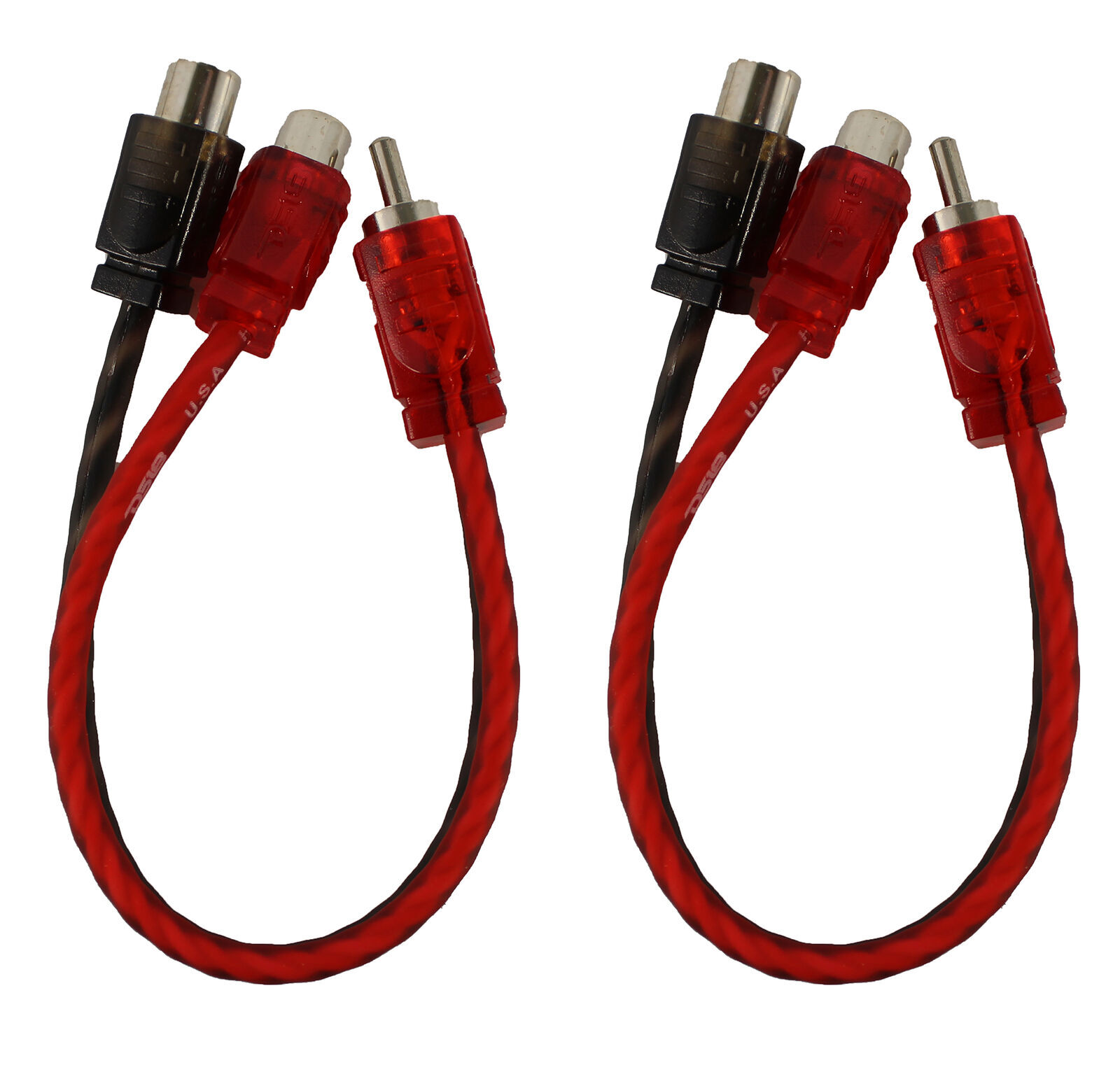 Pair of Audio RCA Y Adapter 1 Male 2 Female Jacks Extension Splitter DS18