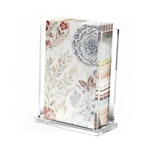 Acrylic Napkin Holder Clear Guest Towel Dispenser 4mm Thick, Vertical