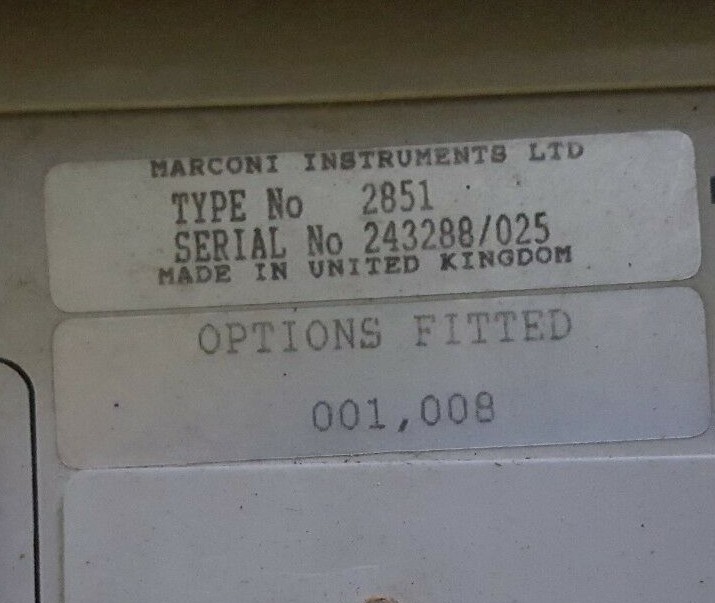 MARCONI INSTRUMENTS 2851 OPT 001, 008 DIGITAL COMMUNICATIONS ANALYZER (R5TROLLEY