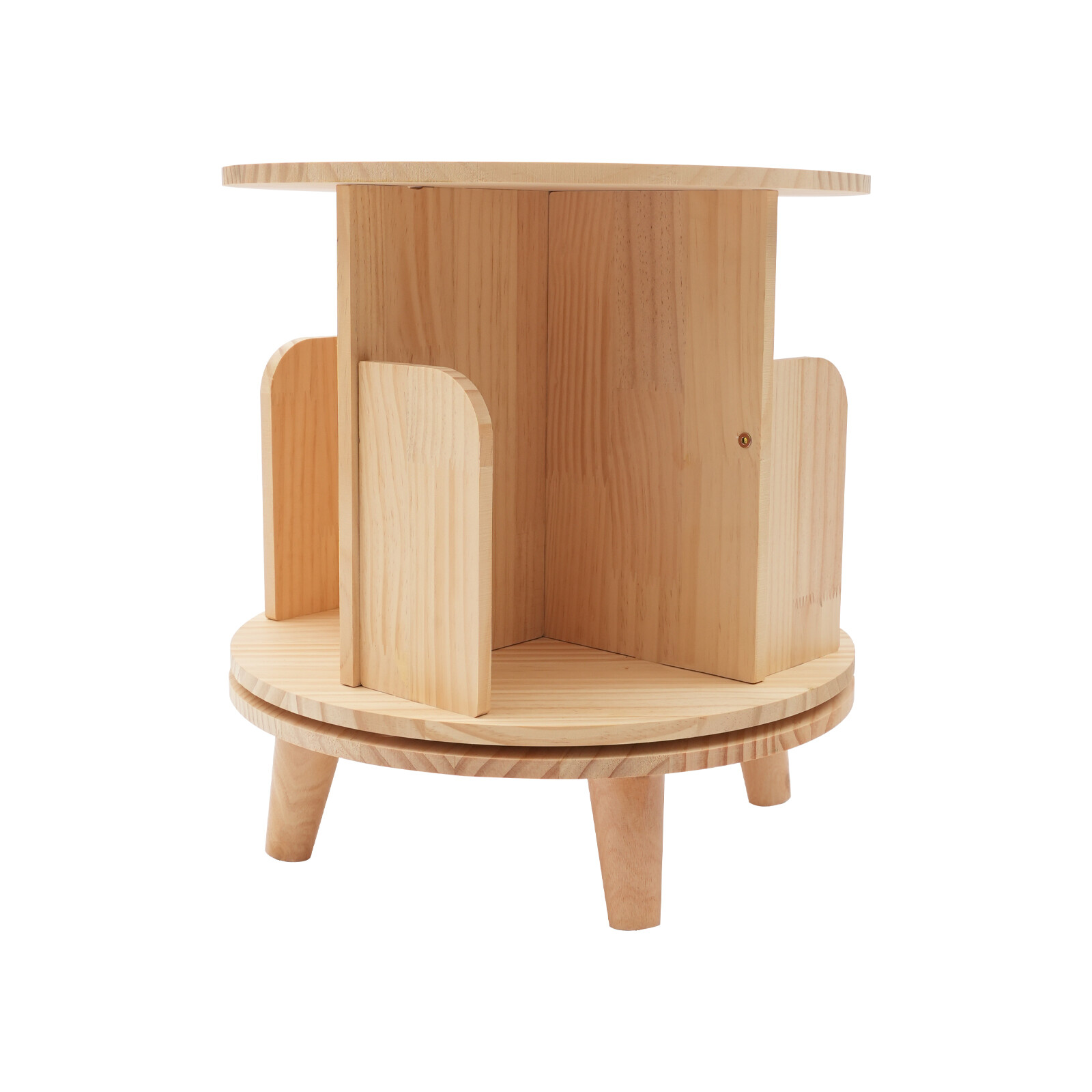 1-tier Floor Standing Solid Wood Single-layer Rotating Bookshelf 31cm H Bookcase
