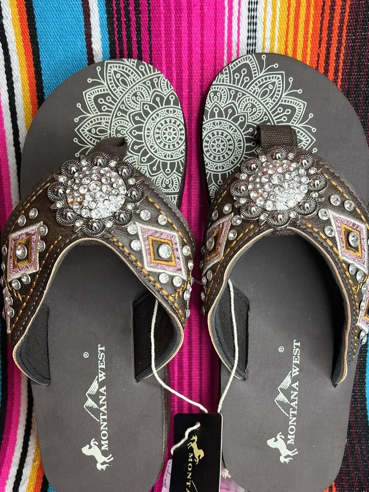 MONTANA WEST ~ BLING ~ CONCHO ~ FLIP FLOPS