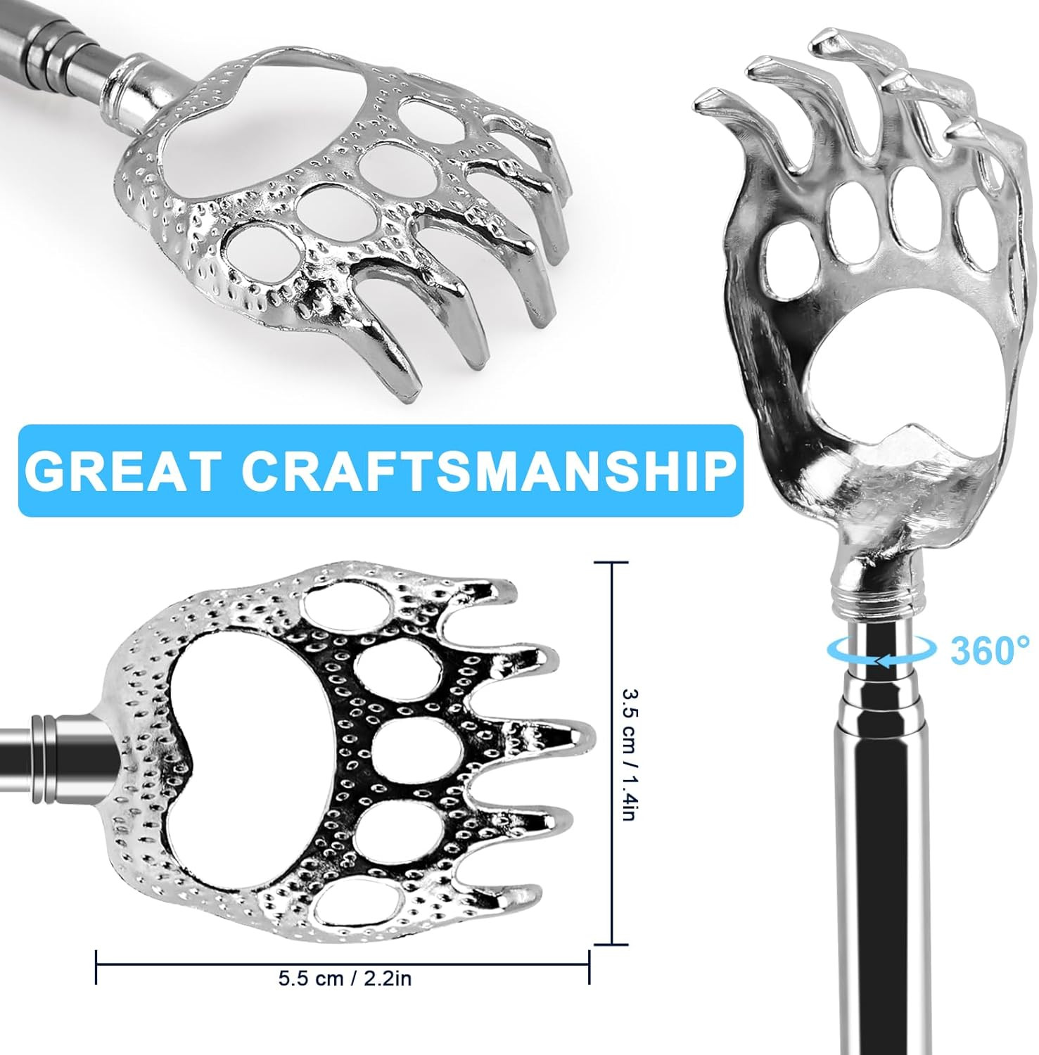 12 Pack Extendable Bear Claw Back Scratcher Bulk, Stocking Stuffers for Men Wome