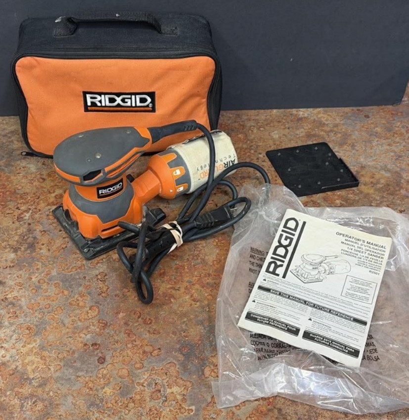 RIDGID R2501 1/4 Sheet Sander Case Manual Free Shipping USA