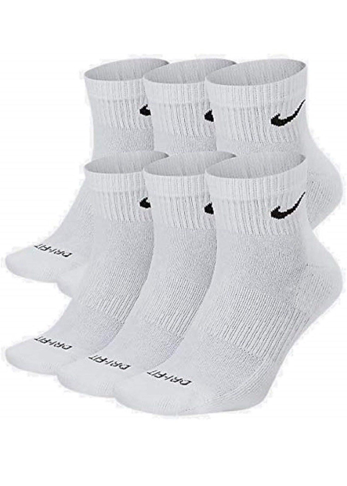 Nike Everyday Cushion Drifit Men's Ankle Socks, Size Large WHİTE 6pairs