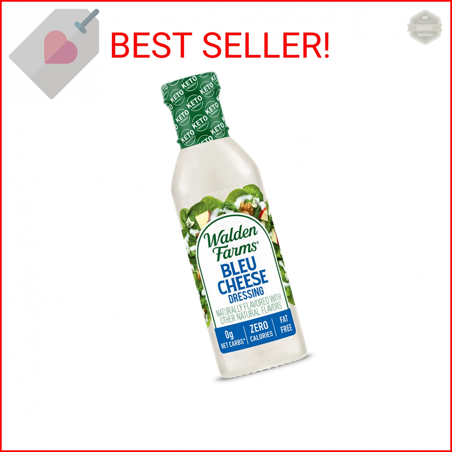 Walden Farms Bleu Cheese Dressing - Calorie-Free, Gluten-Free, Low Carb, Keto-Fr