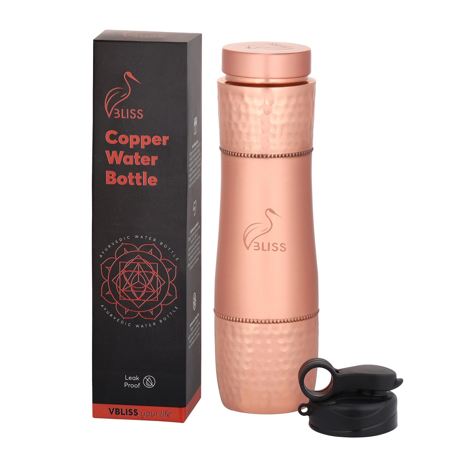 Copper Water Bottle 32 oz Leak-Proof Ayurvedic Health Benefits | Pure Copper