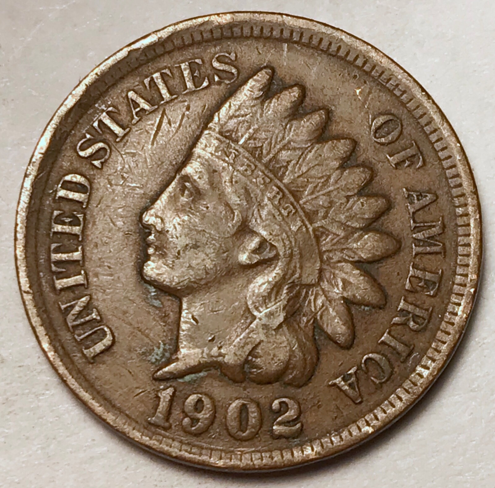 1902 Indian Head Cent Penny FULL LIBERTY VF / XF FREE SHIPPING