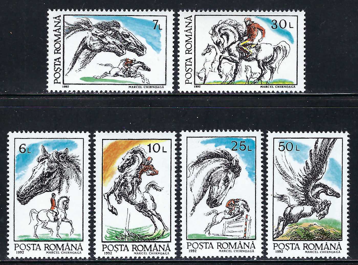 Romania - 1992 6v. MNH  Horses Pegasus Animals