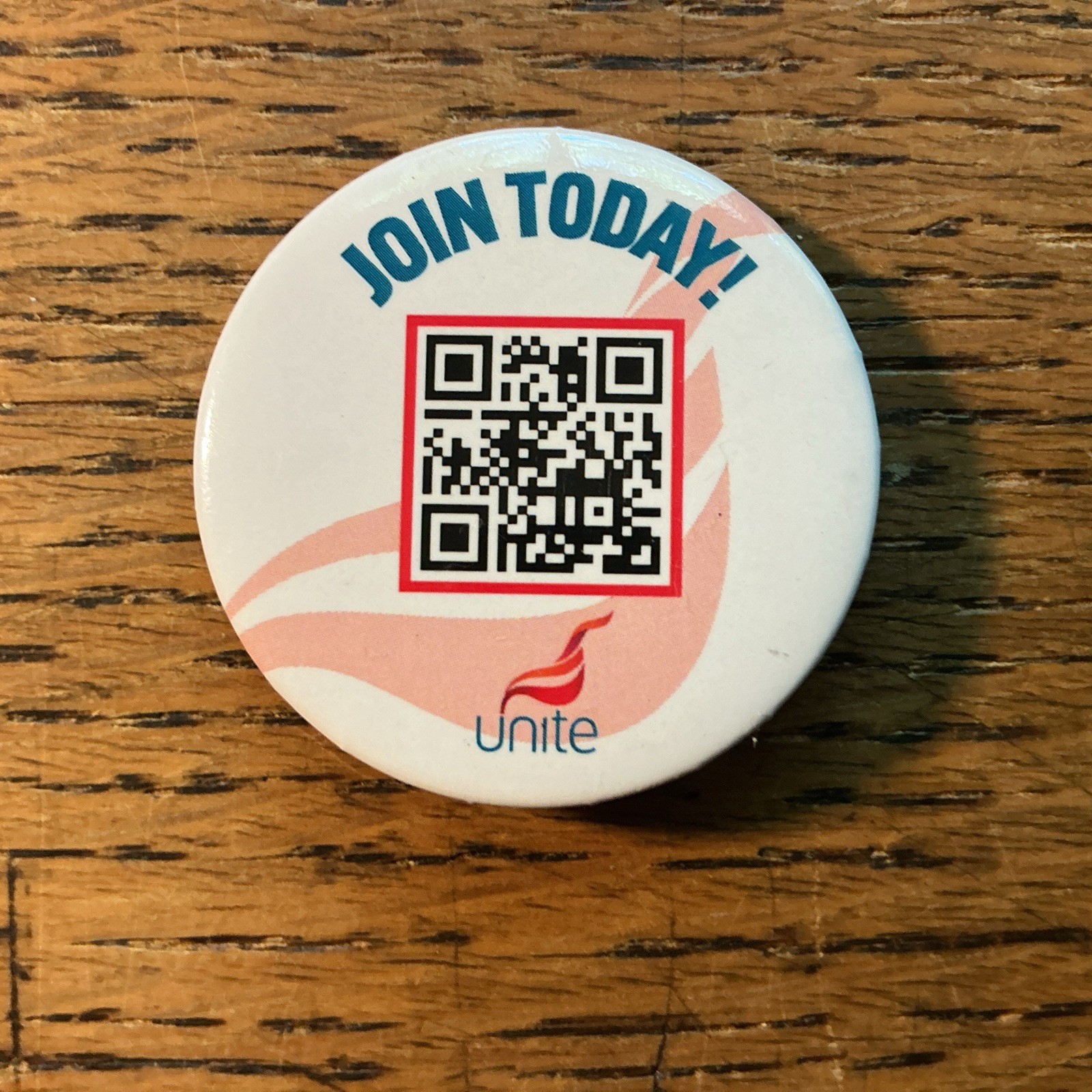 Tin Trade Union Badge Unite Join Now QR code