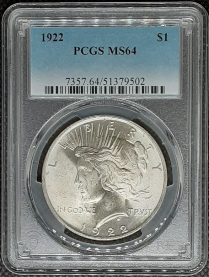 1922 $1 Peace Silver Dollar PCGS MS64 (502)