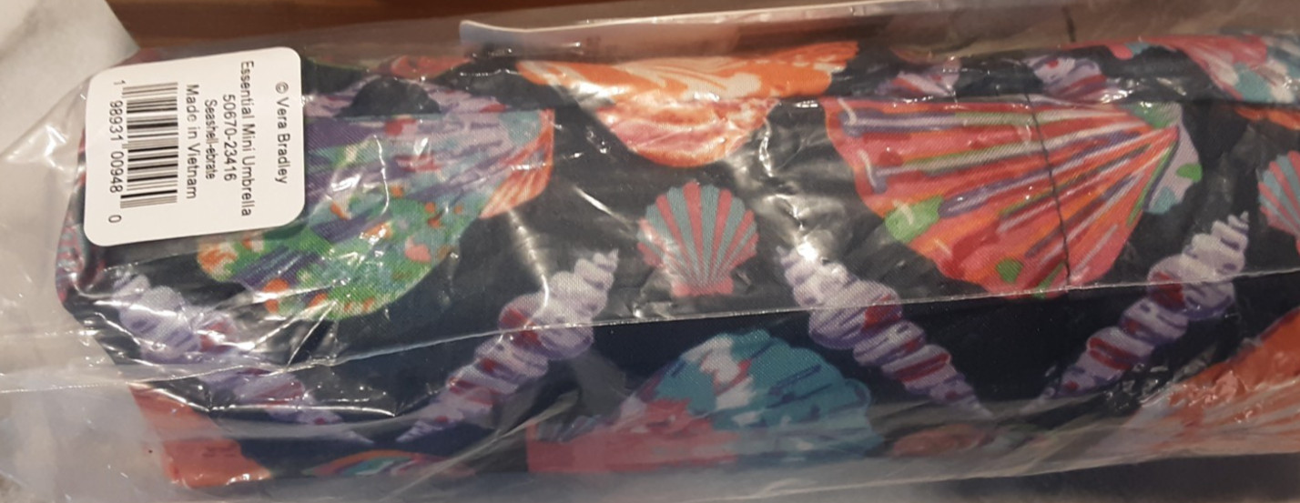 NWT Vera Bradley Essential Mini Umbrella Seashell-ebrate MSRP $39.00
