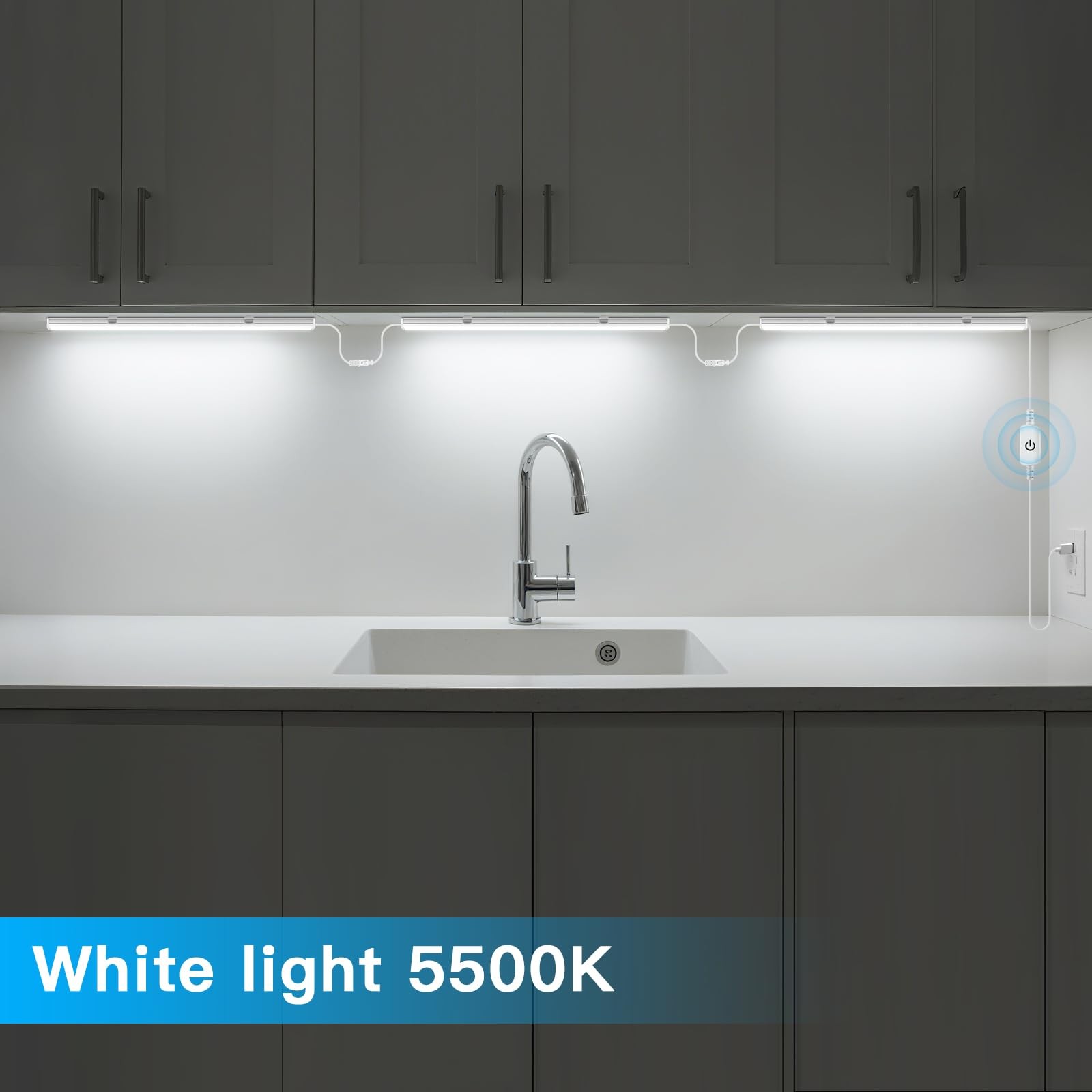 Under Cabinet Lights 3 Piece 12 Inch Dimmable USB Powered Linkable Cool White