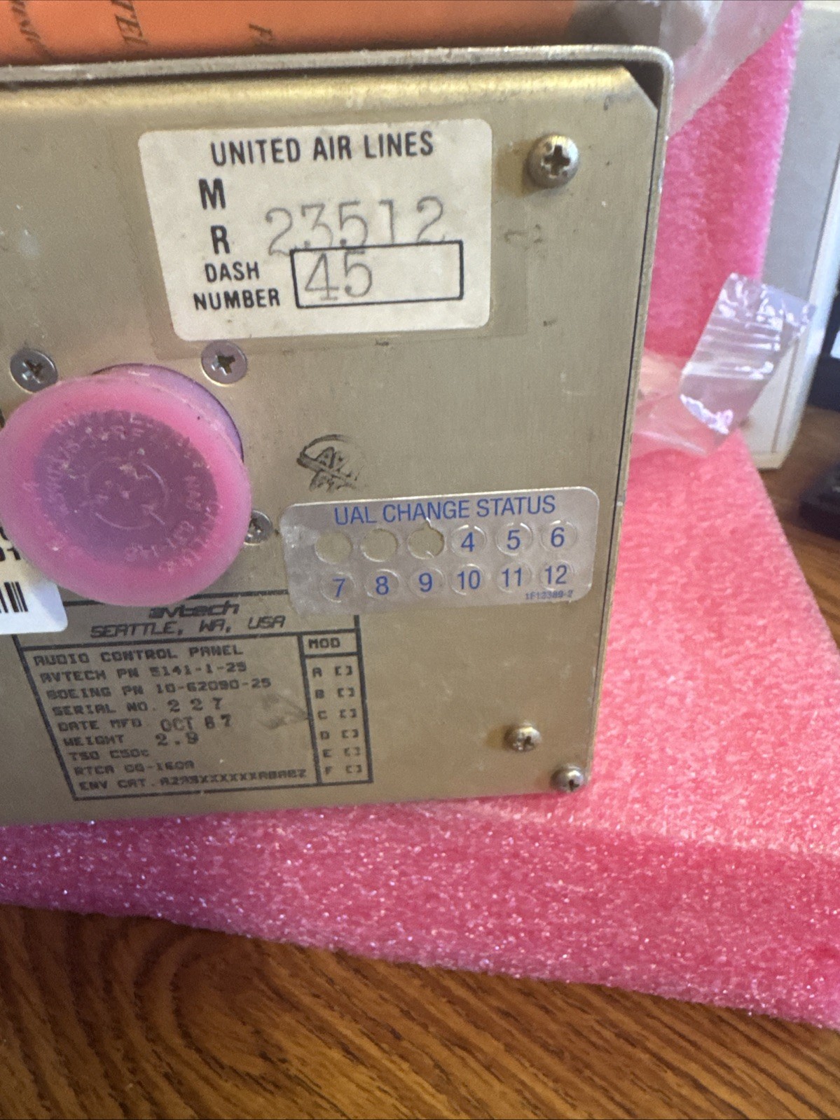 Avtech Audio Control Panel 5141-1-25 *AS REMOVED* bin29