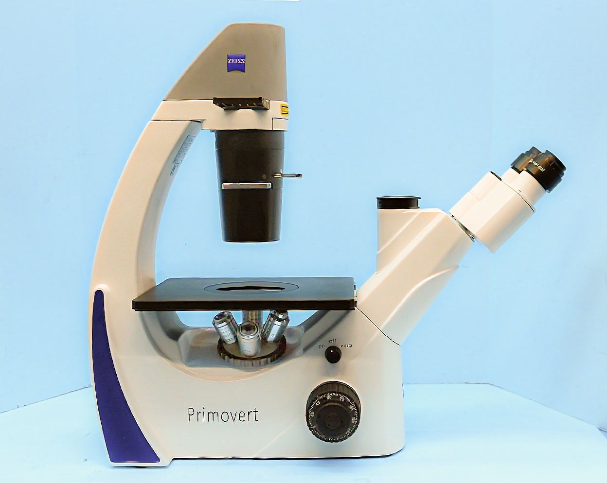 Zeiss Primovert Inverted & Phase Contrast Microscope w/Video port