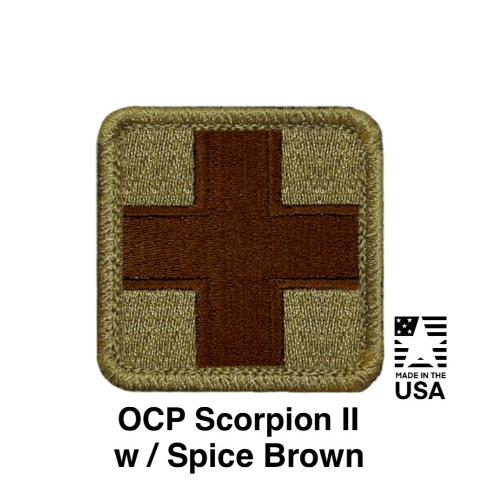 Medical Cross Bagby w/ Spice Brown Patch | Paramedic First Aid Health Military