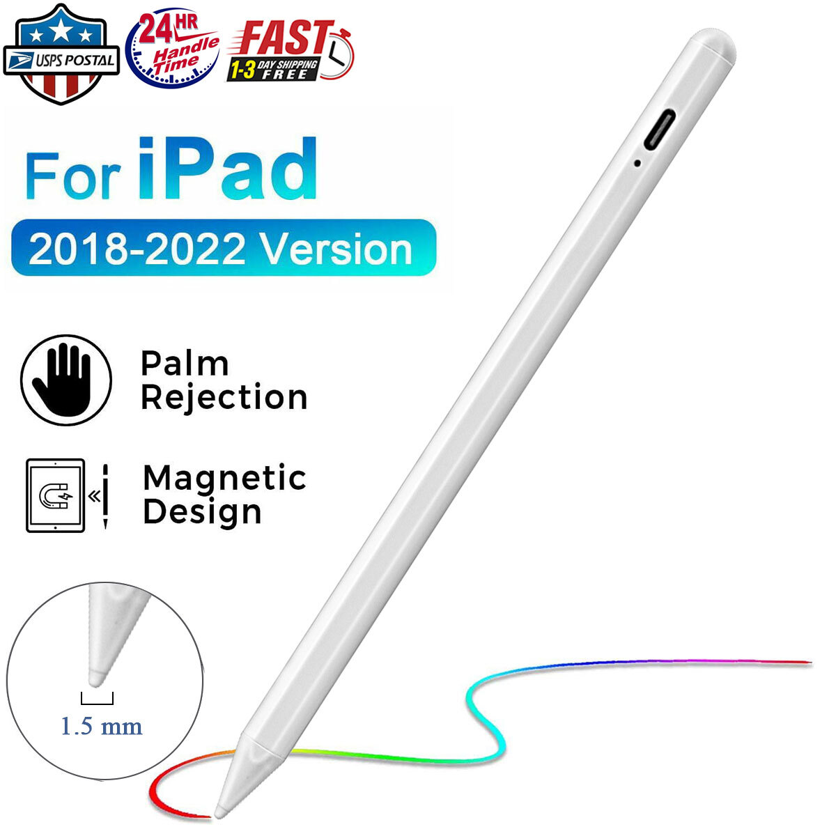 For Apple Pencil iPad 9/8/7/6th Gen Air 5/4/3,iPad Pro 2018-2022 Stylus Pencil