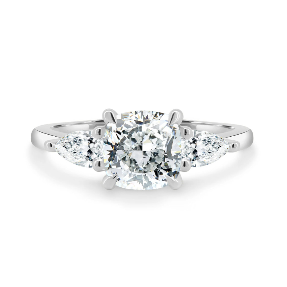 Engagement 14k White Gold Ring Cushion Cut Diamond Lab Grown IGI 1.50 Carat
