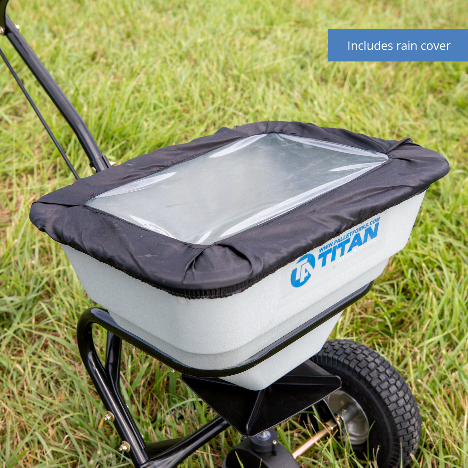 Titan Attachments 70 LB Professional Fertilizer Push Broadcast Spreader