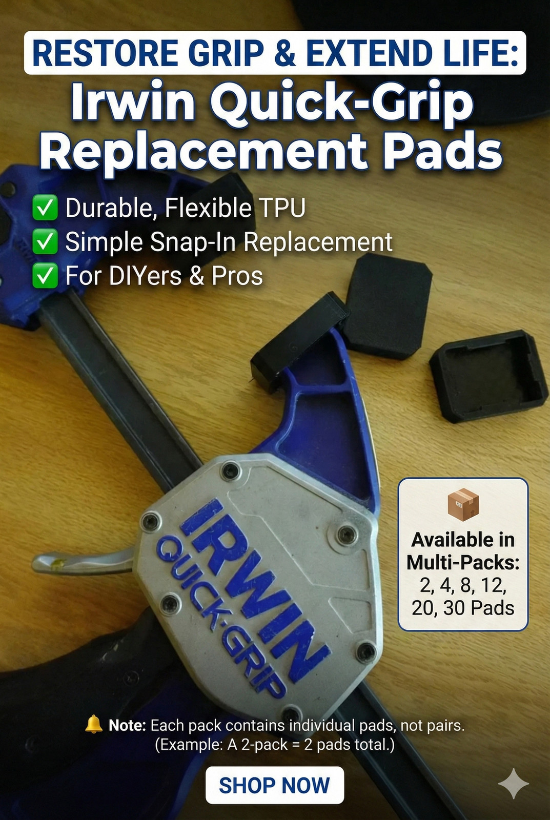 Replacement Pads Compatible with Medium Duty Irwin Quick-Grip Clamps: Durable an